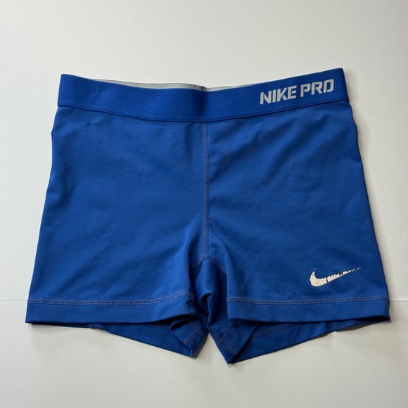 Nike Pants - Nike Pro Training Shorts Sz S Blue Workout Spandex (Flawed Logo)